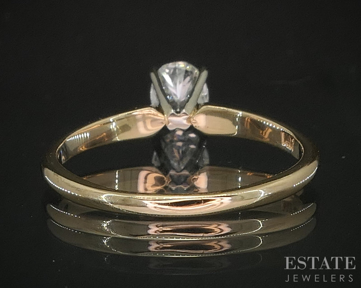 14k Yellow Gold Oval Natural .50ct Diamond Solitaire Engagement Ring 1.9g i20421