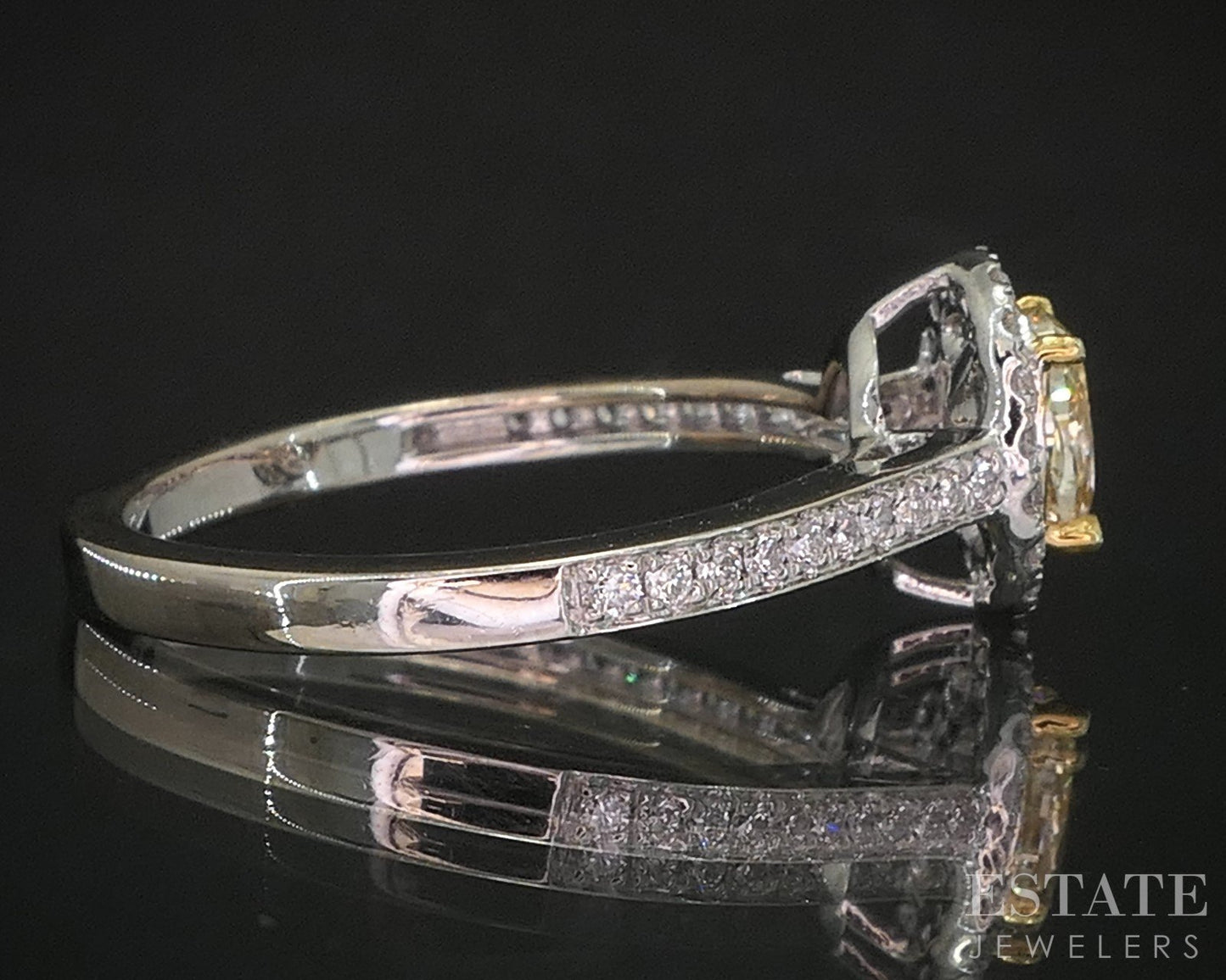 18k White Gold Natural .60ctw Fancy Yellow Diamond Engagement Ring 3.4g p92249