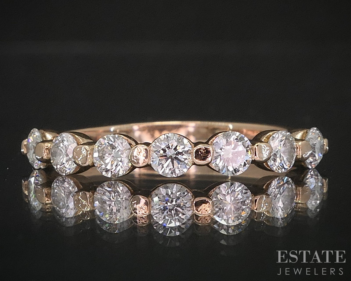 14k Rose Gold Round Natural .59ctw Diamond Ladies Wedding Band 2.1g i20431