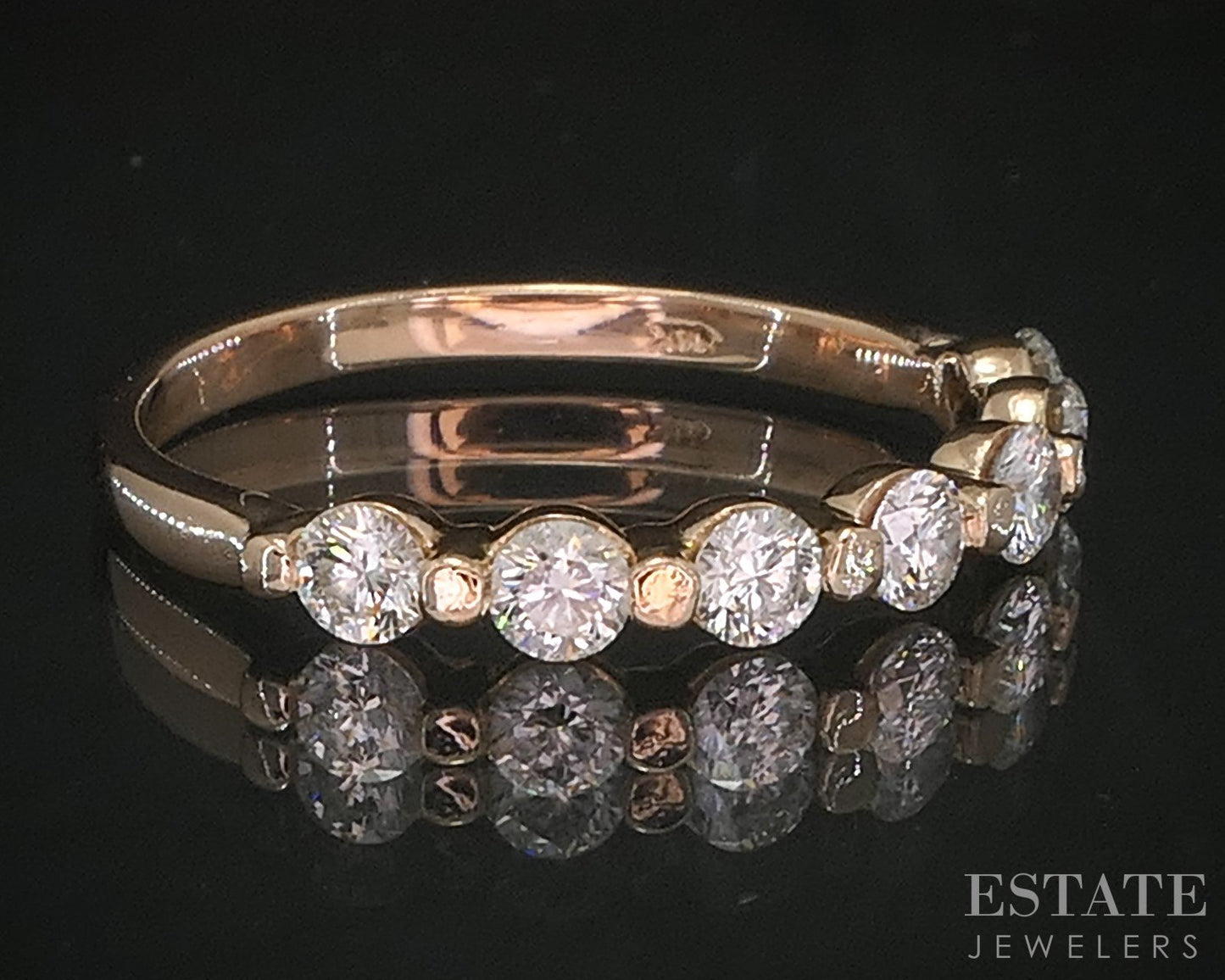 14k Rose Gold Round Natural .59ctw Diamond Ladies Wedding Band 2.1g i20431