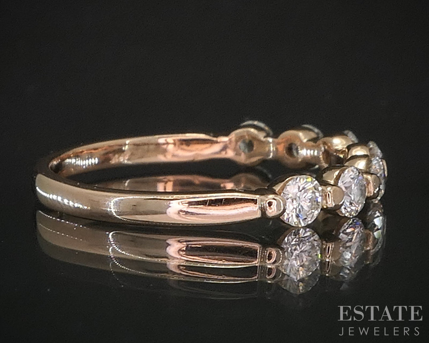 14k Rose Gold Round Natural .59ctw Diamond Ladies Wedding Band 2.1g i20431