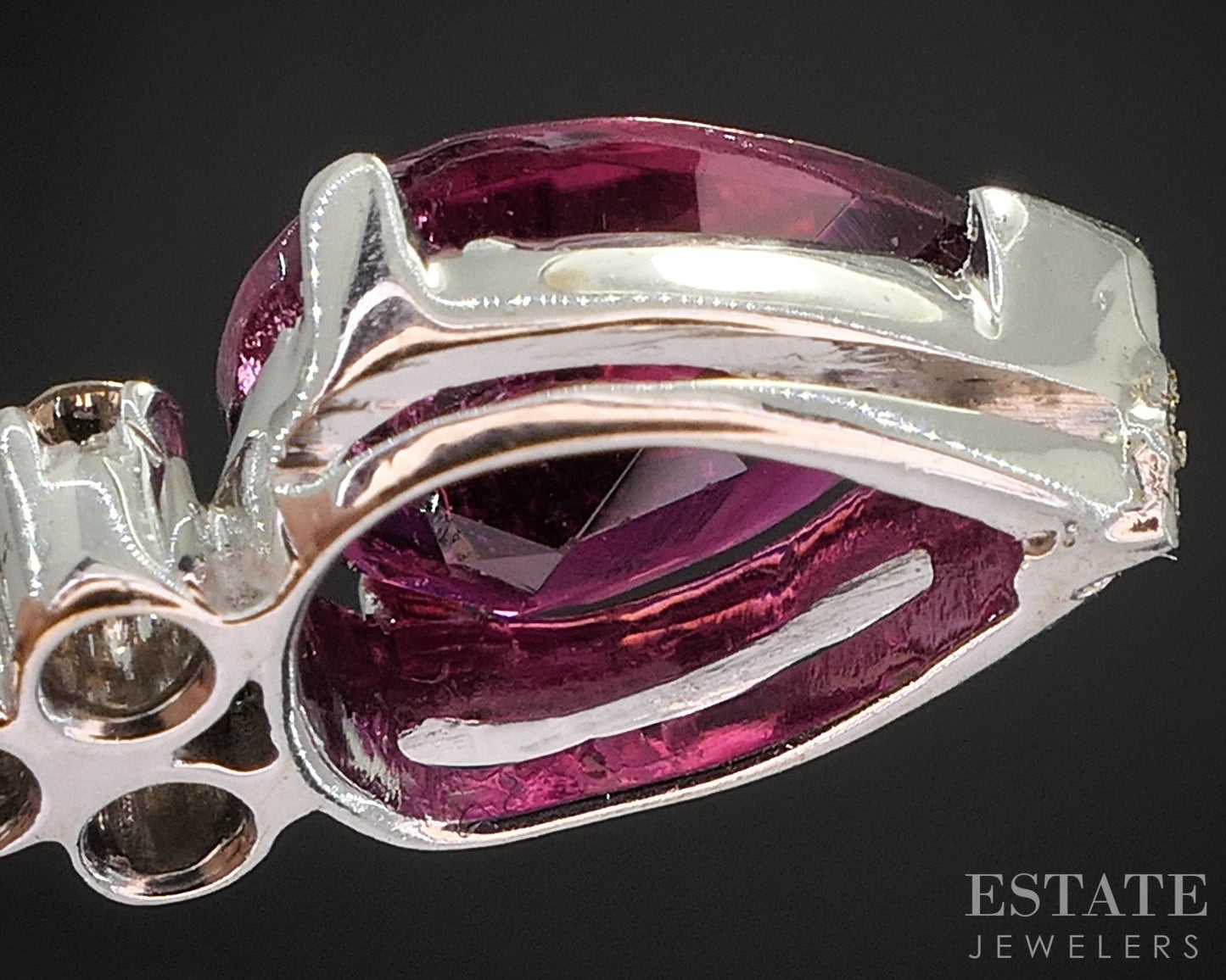 18k White Gold IGI Natural Pink Tourmaline & Diamond Necklace 3.2g 18"L i20435