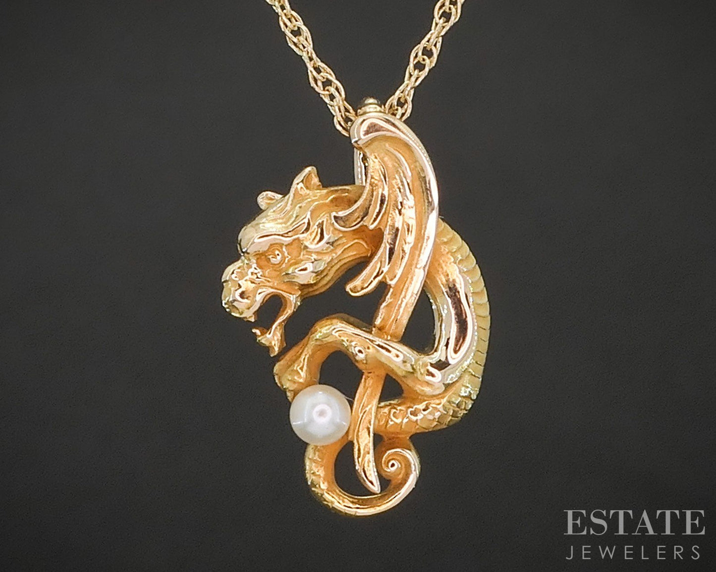 Antique Victorian 14k Yellow Gold Seed Pearl Griffin Ladies Necklace 2.8g i20482