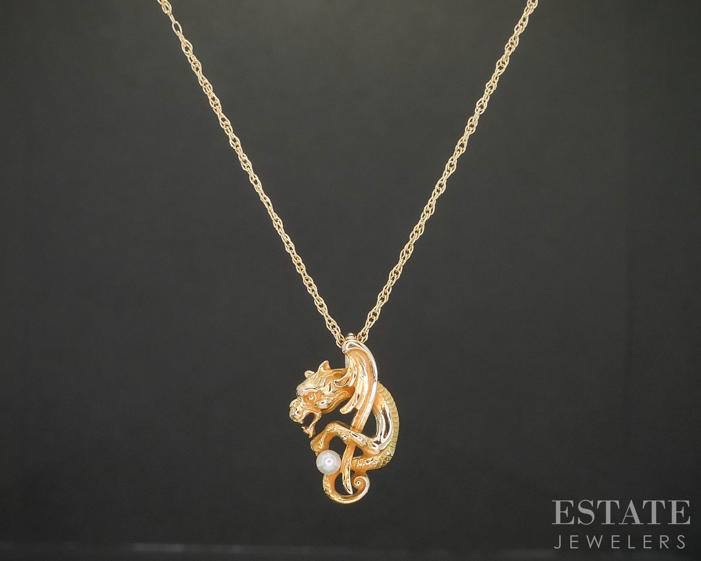 Antique Victorian 14k Yellow Gold Seed Pearl Griffin Ladies Necklace 2.8g i20482