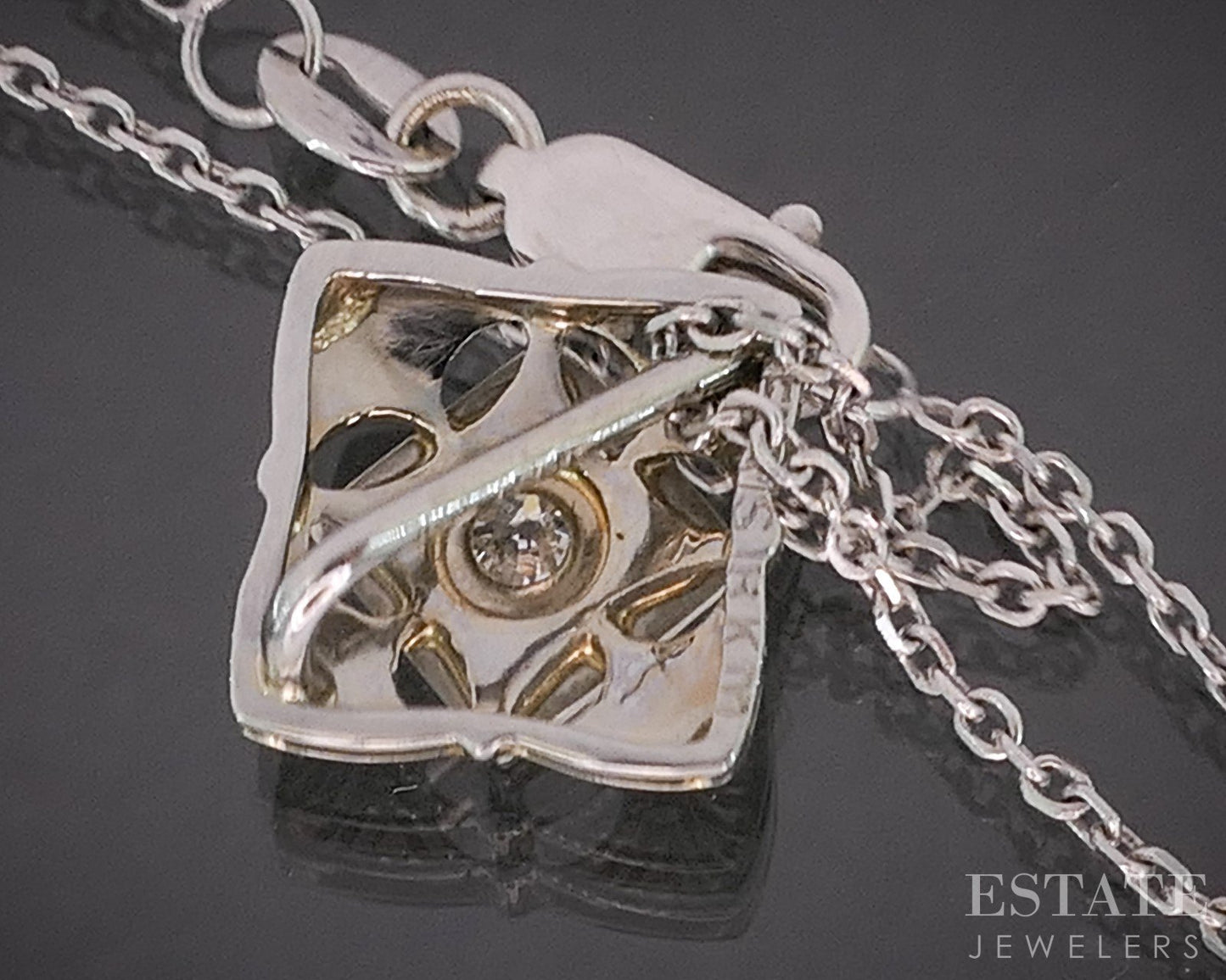 Antique Art Deco 18k White Gold OEC Natural .10ct Diamond Necklace 3.0g i20486