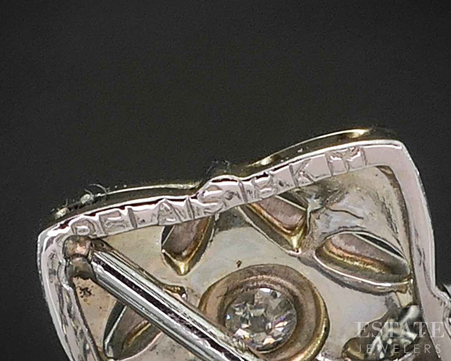 Antique Art Deco 18k White Gold OEC Natural .10ct Diamond Necklace 3.0g i20486