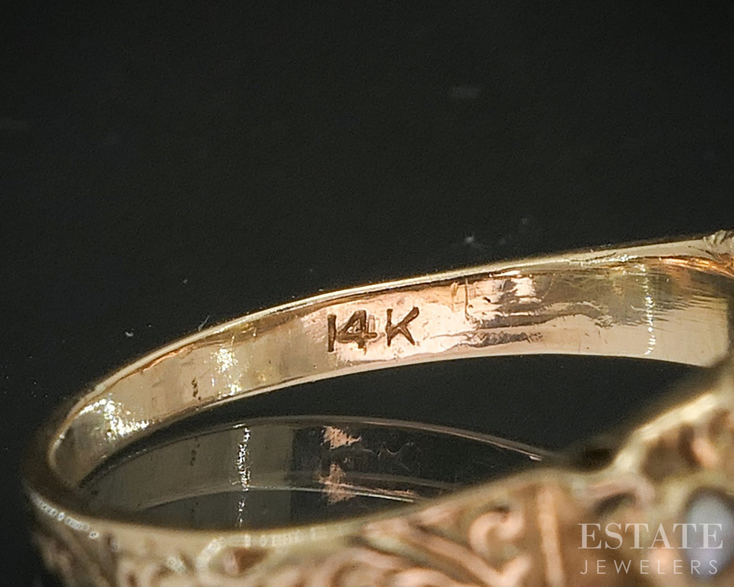 Antique Victorian 14k Yellow Gold Natural Opal & Seed Pearl Ring 2.5g i20478