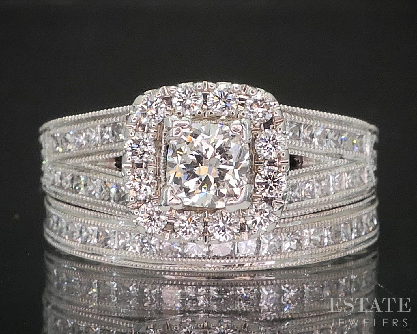 14k White Gold Cushion Natural 1.17ctw Diamond Neil Lane Wedding Set 8g i20479