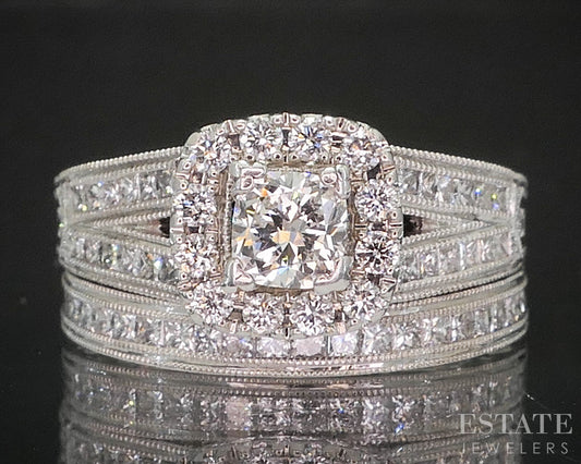 14k White Gold Cushion Natural 1.17ctw Diamond Neil Lane Wedding Set 8g i20479