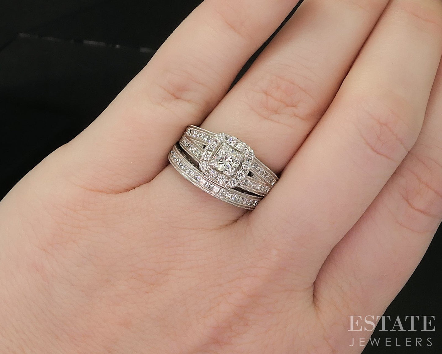 14k White Gold Cushion Natural 1.17ctw Diamond Neil Lane Wedding Set 8g i20479