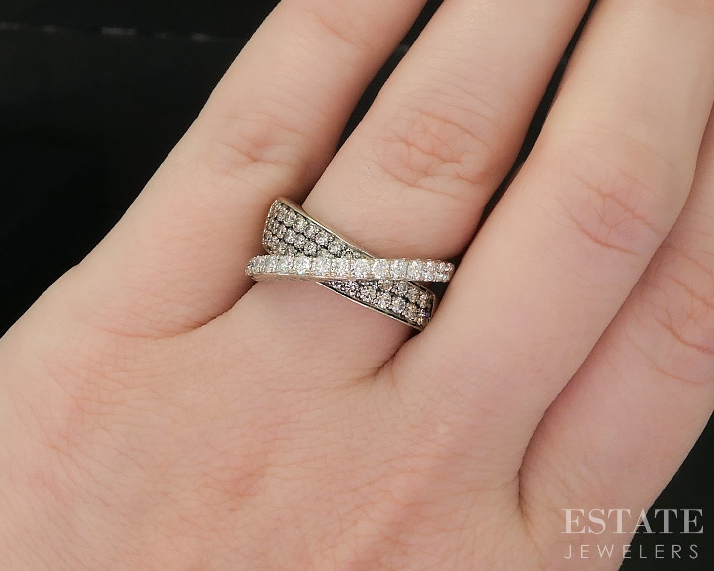 14k Vanilla Gold LeVian Natural 1.50ctw Chocolate & Vanilla Diamond Ring p92494