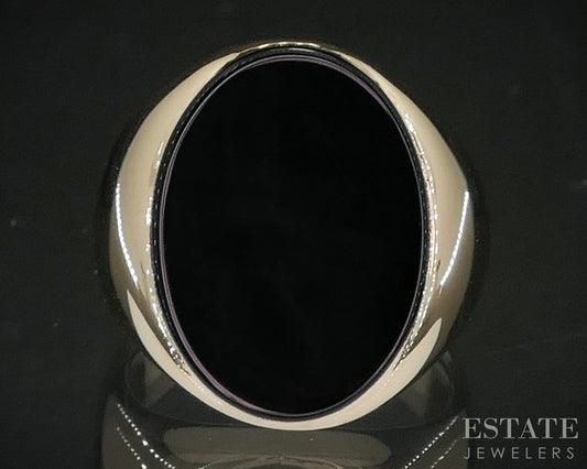 14k Yellow Gold Tiffany & Co. Black Onyx Classic Mens Ring 15.6g i20476