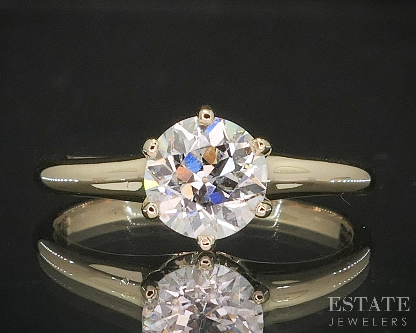 Antique 14k Yellow Gold European Natural .78ct Diamond Solitaire Ring i20480