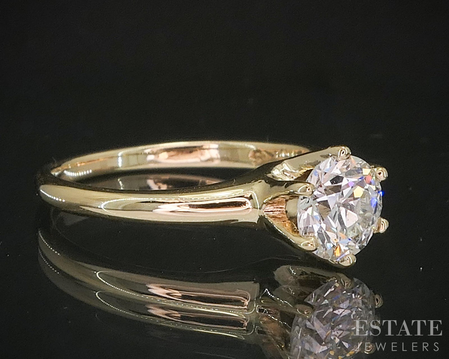 Antique 14k Yellow Gold European Natural .78ct Diamond Solitaire Ring i20480