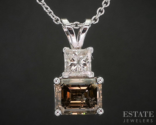14k White Gold Emerald Natural 2.99ctw Diamond Station Necklace 5.8g i20473
