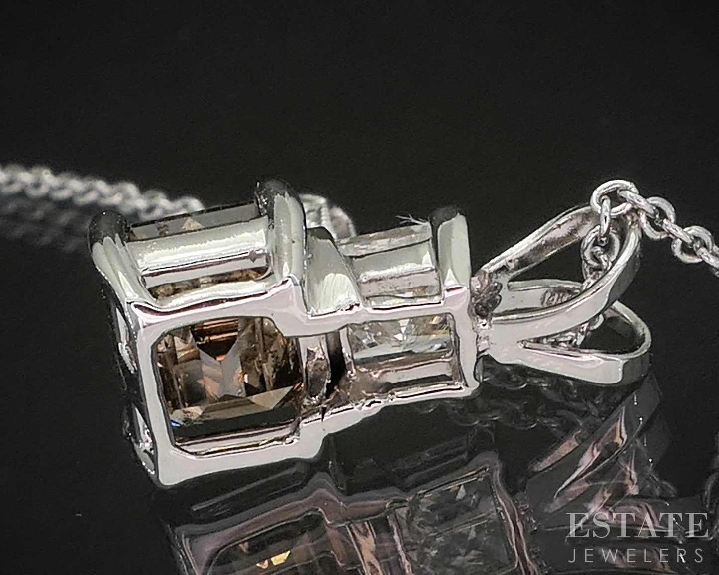 14k White Gold Emerald Natural 2.99ctw Diamond Station Necklace 5.8g i20473