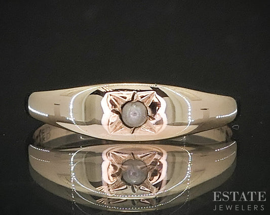 Antique 10k Yellow Gold Ostby Barton Seed Pearl Baby Ring 0.6g i20472