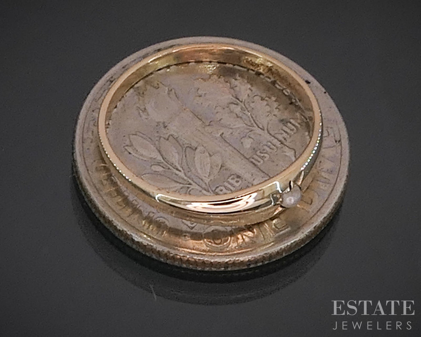 Antique 10k Yellow Gold Ostby Barton Seed Pearl Baby Ring 0.6g i20472