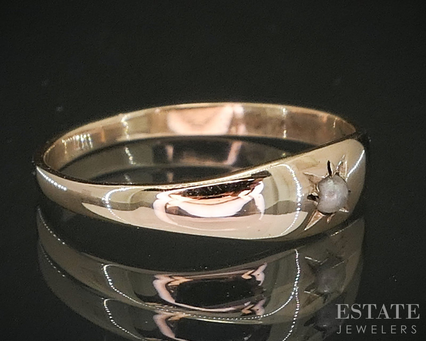 Antique 10k Yellow Gold Ostby Barton Seed Pearl Baby Ring 0.6g i20472