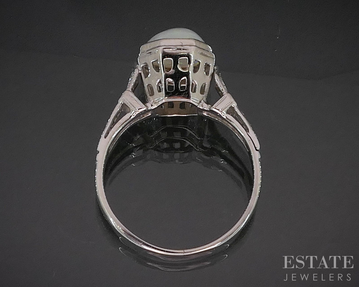 Antique 18k White Gold Natural Opal Ostby Barton Filigree Ring 2.3g i20471