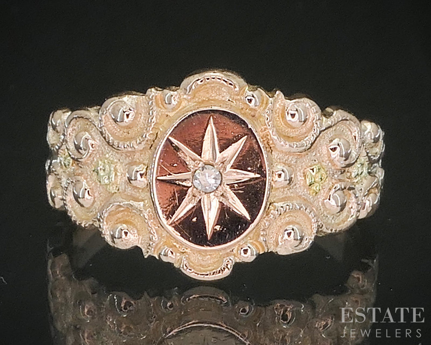 Antique Victorian 14k Yellow Gold Natural Diamond Ladies Band Ring 3.4g i20469