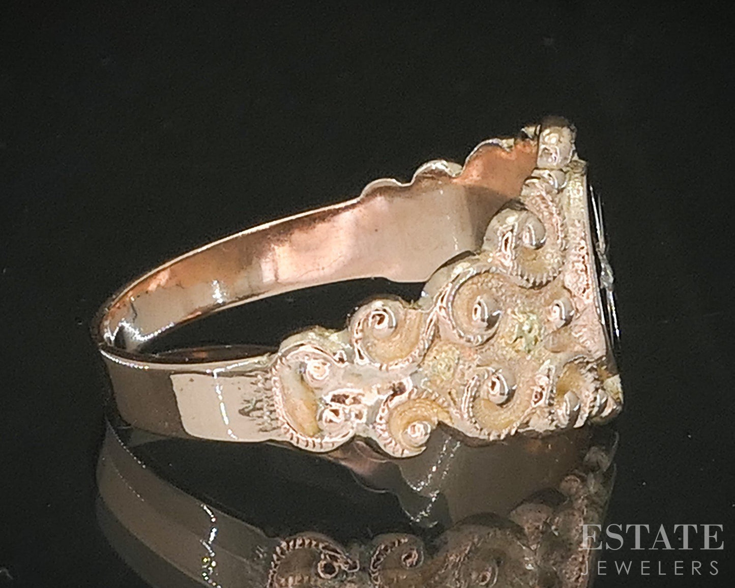 Antique Victorian 14k Yellow Gold Natural Diamond Ladies Band Ring 3.4g i20469