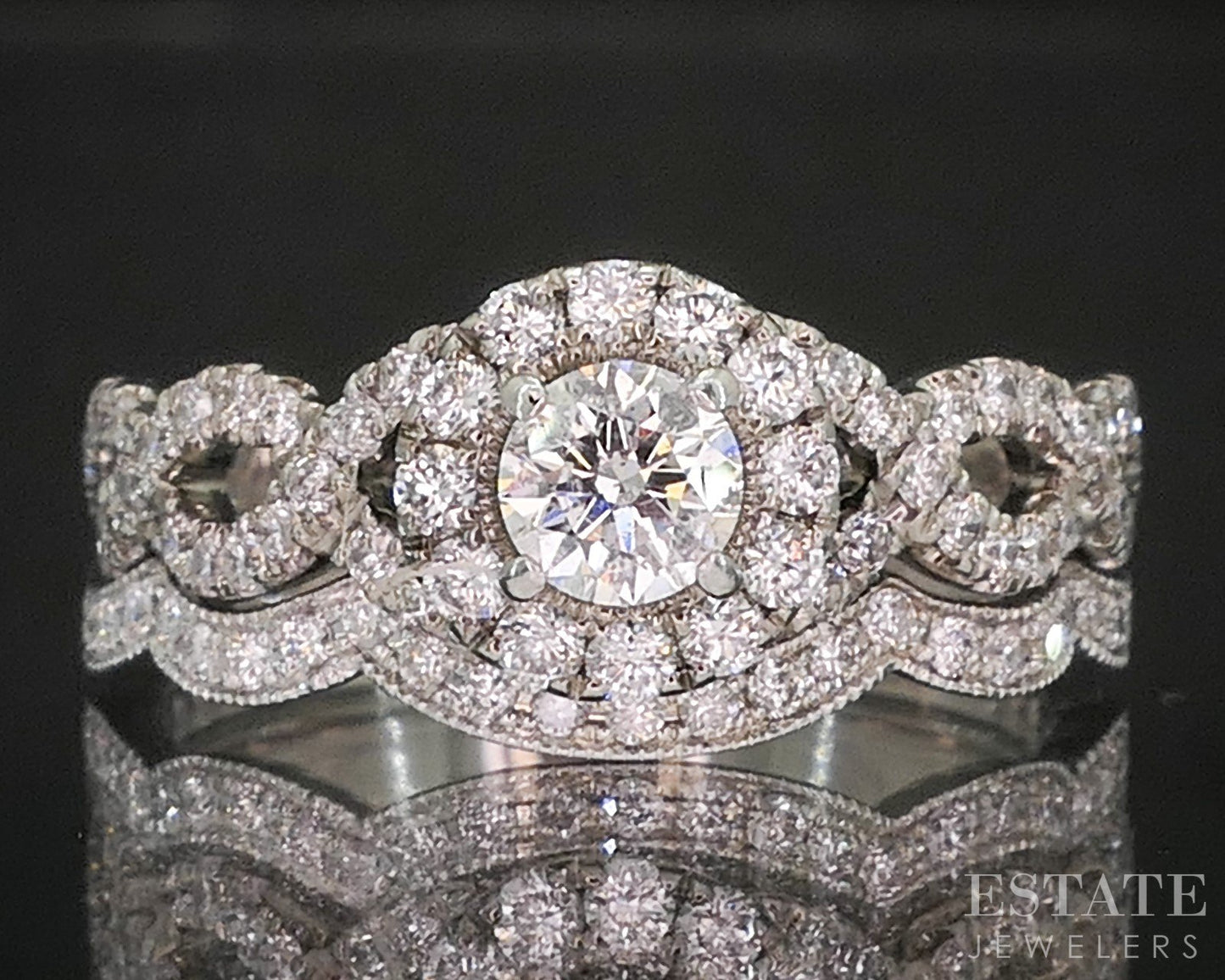 14k White Gold Round Natural .84ctw Diamond Neil Lane Wedding Set 5.6g i20466