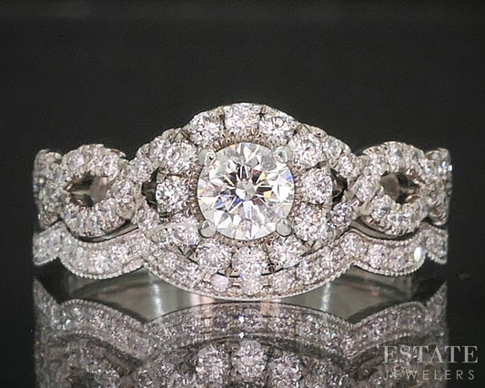 14k White Gold Round Natural .84ctw Diamond Neil Lane Wedding Set 5.6g i20466