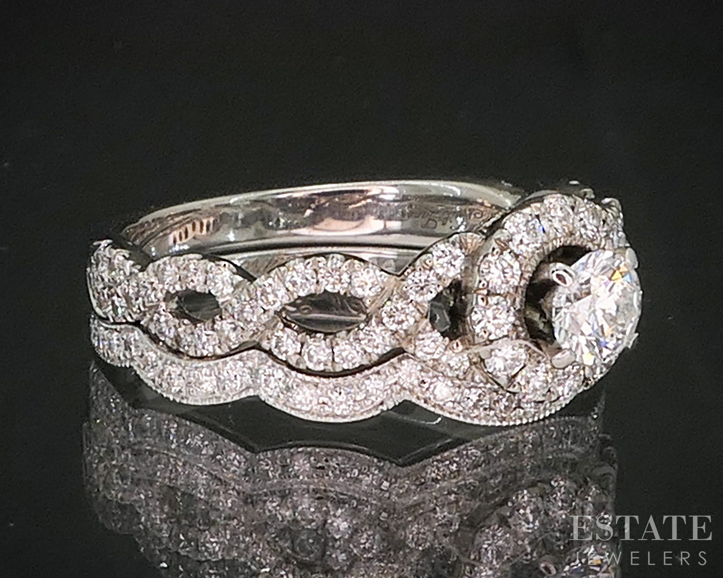 14k White Gold Round Natural .84ctw Diamond Neil Lane Wedding Set 5.6g i20466