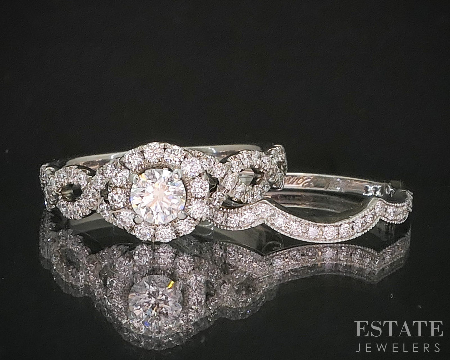 14k White Gold Round Natural .84ctw Diamond Neil Lane Wedding Set 5.6g i20466