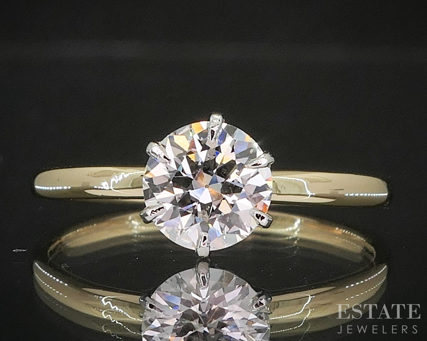 18k & Platinum Round Natural .79ct Diamond Solitaire Engagement Ring i20464