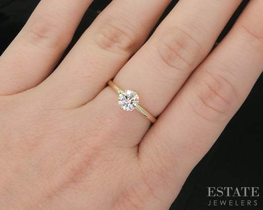 18k & Platinum Round Natural .79ct Diamond Solitaire Engagement Ring i20464