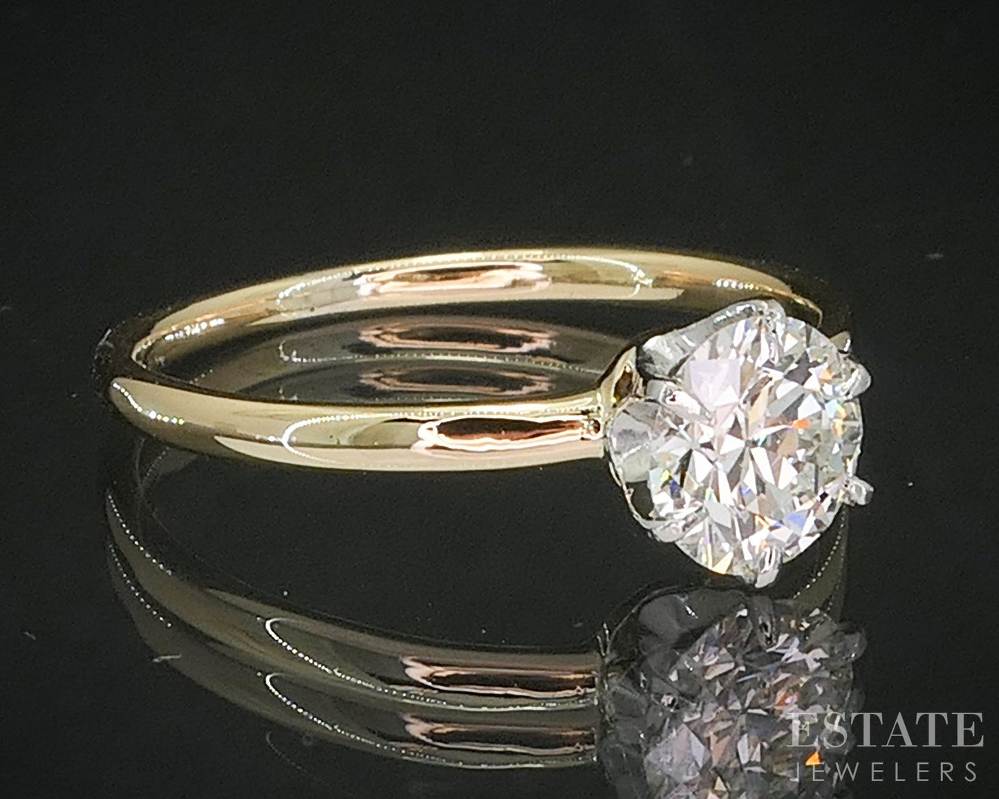 18k & Platinum Round Natural .79ct Diamond Solitaire Engagement Ring i20464