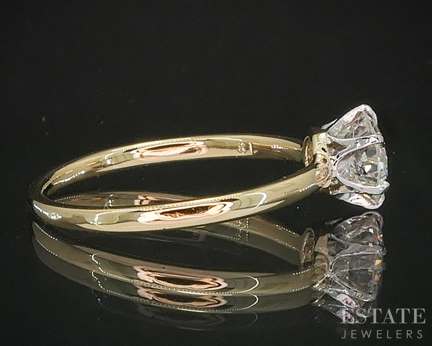 18k & Platinum Round Natural .79ct Diamond Solitaire Engagement Ring i20464