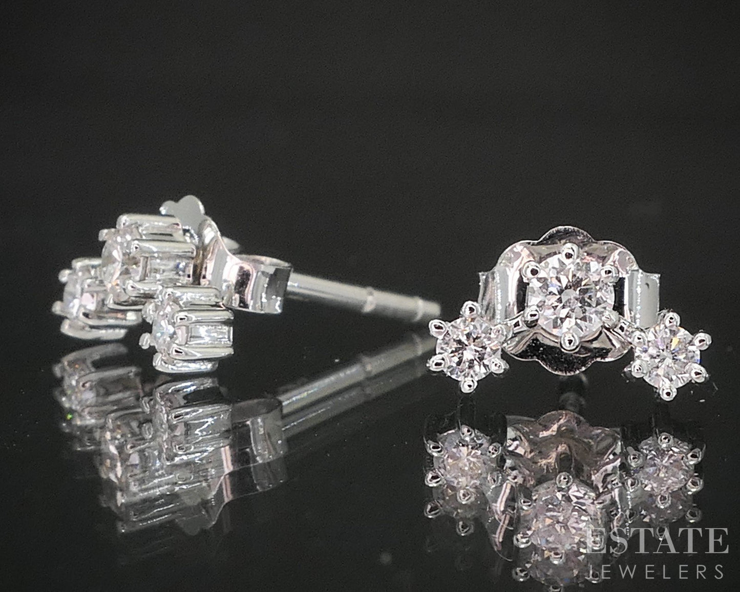 10k White Gold Lab Created .25ctw Diamond Celestial Stud Earrings p84968