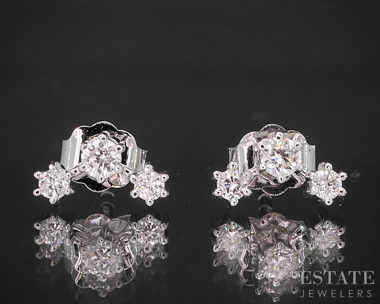 10k White Gold Lab Created .25ctw Diamond Celestial Stud Earrings p84968