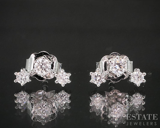 10k White Gold Lab Created .25ctw Diamond Celestial Stud Earrings p84968