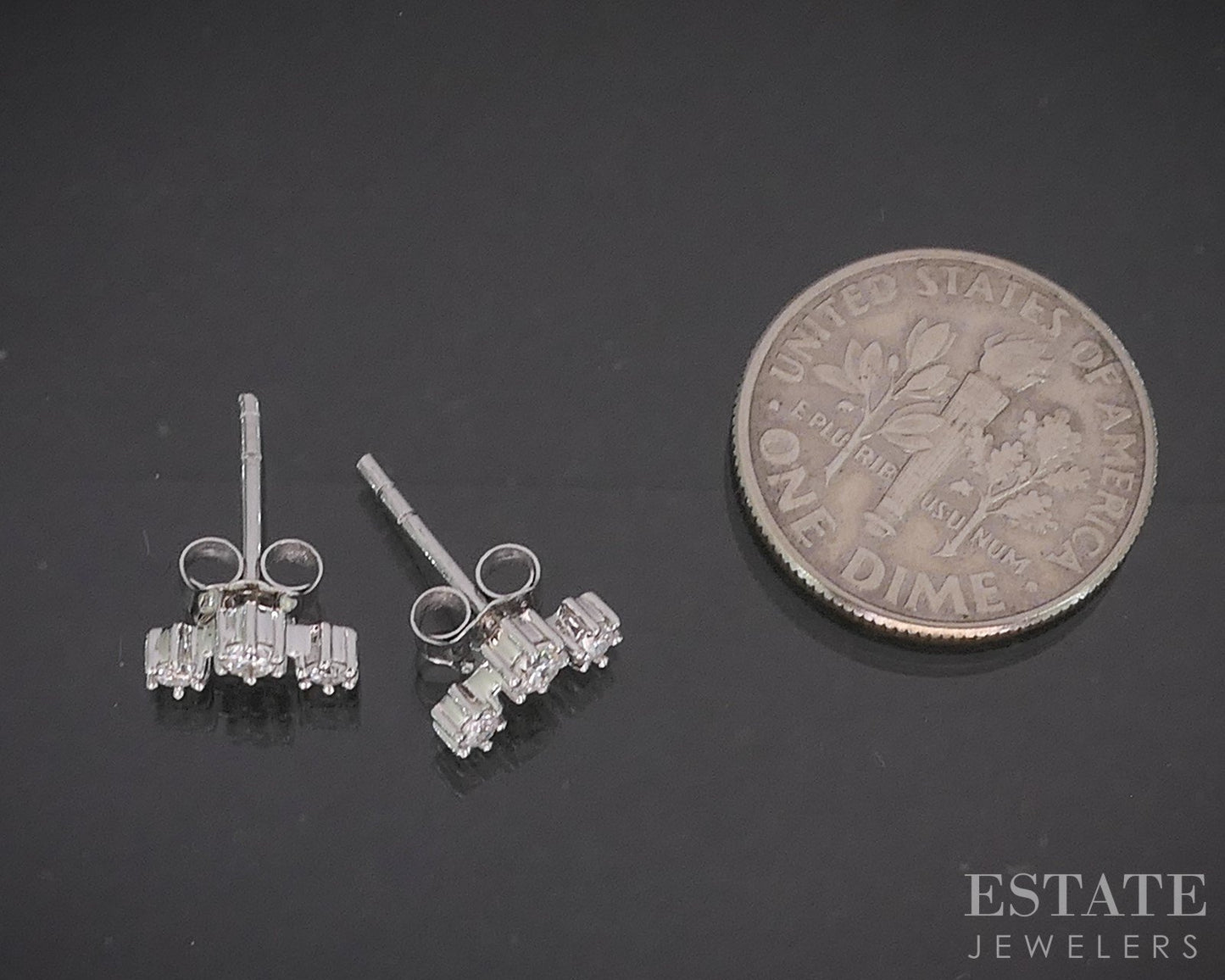 10k White Gold Lab Created .25ctw Diamond Celestial Stud Earrings p84968