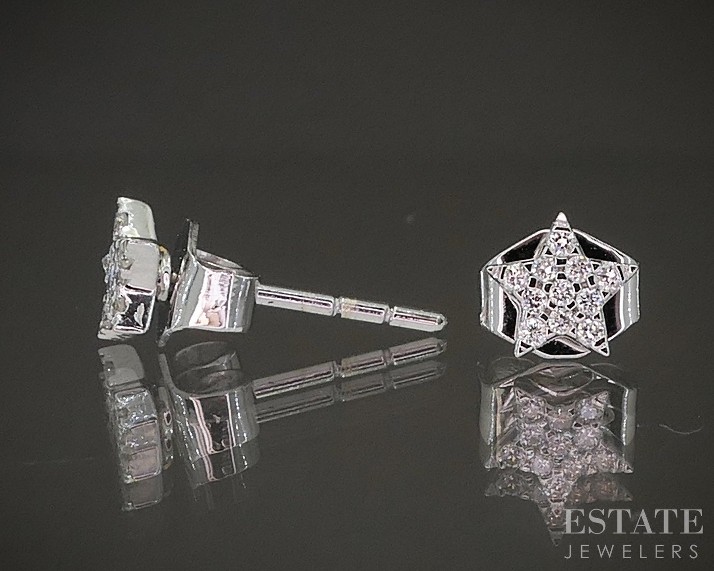 10k Yellow Gold Lab Created .09ctw Diamond Star Stud Earrings p14988