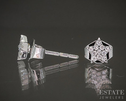 10k Yellow Gold Lab Created .09ctw Diamond Star Stud Earrings p14988