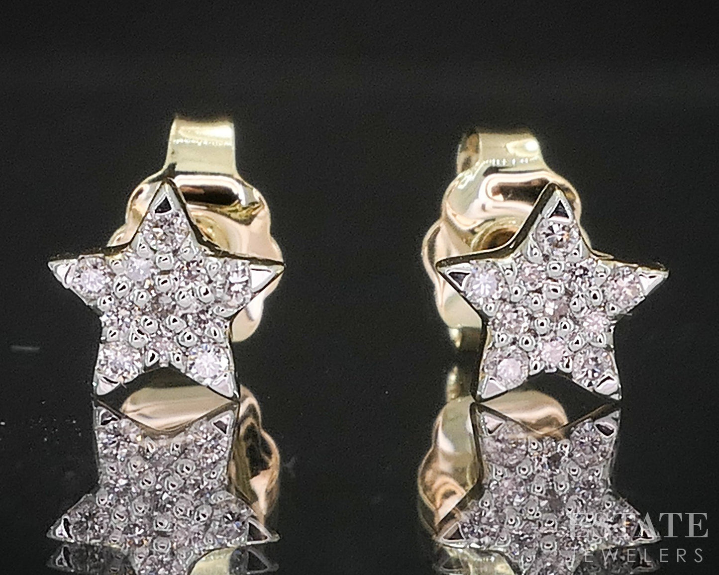 10k Yellow Gold Lab Created .09ctw Diamond Star Stud Earrings p14988