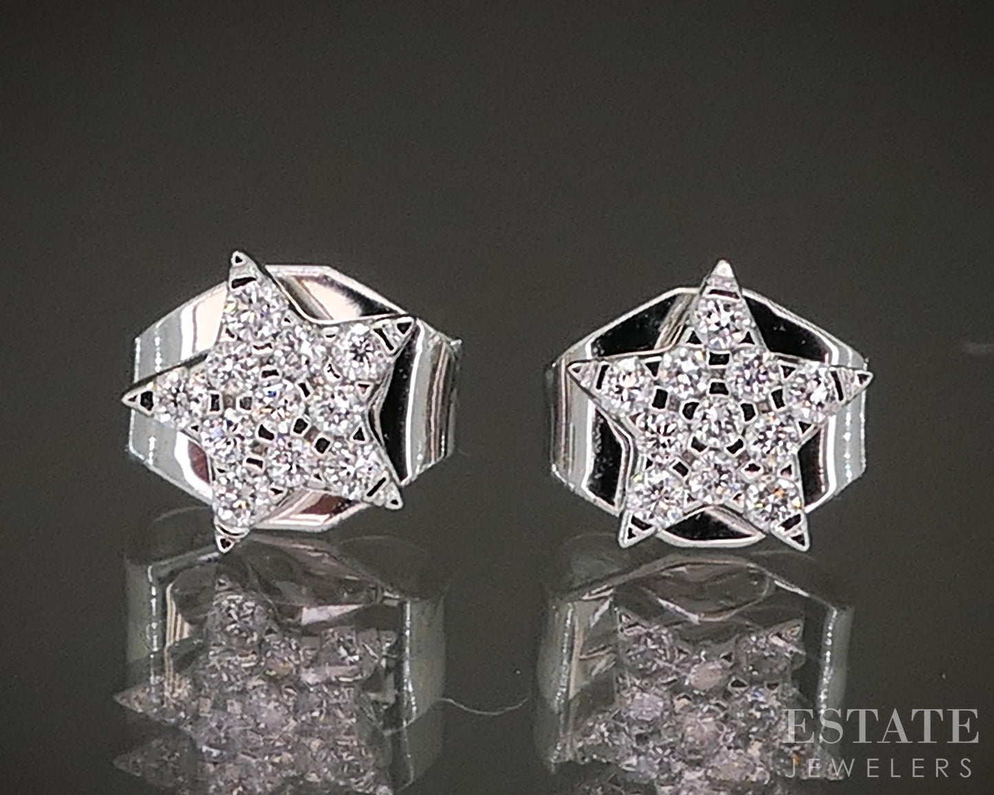 10k Yellow Gold Lab Created .09ctw Diamond Star Stud Earrings p14988
