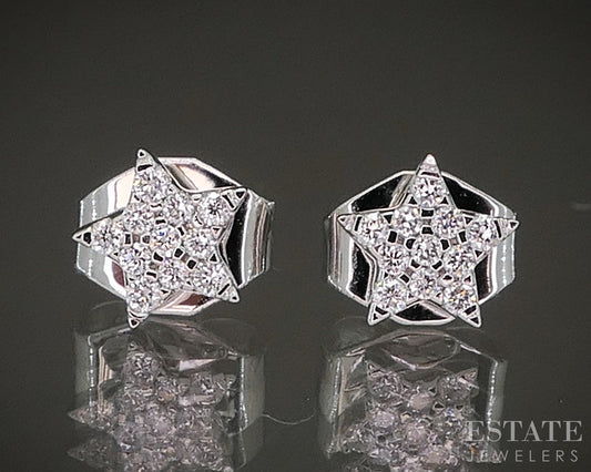 10k Yellow Gold Lab Created .09ctw Diamond Star Stud Earrings p14988