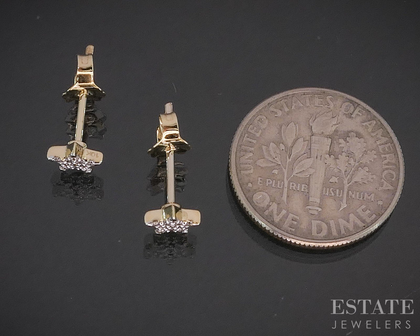 10k Yellow Gold Lab Created .09ctw Diamond Star Stud Earrings p14988