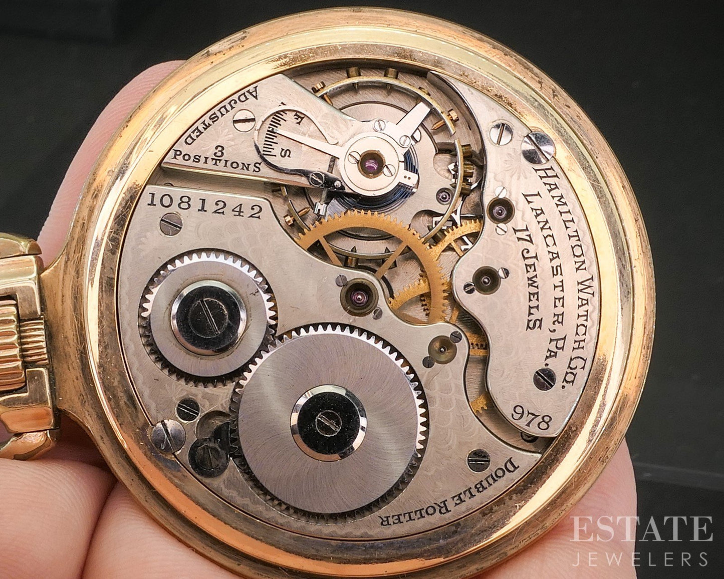 Antique Gold Filled Hamilton 978 17j Pocket Watch p15058