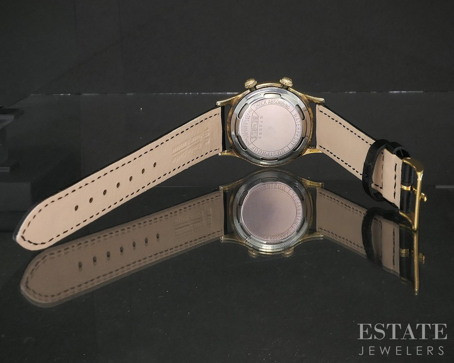 Vintage Benrus Wrist Alarm Date Stainless Two Tone Mens Watch p15045