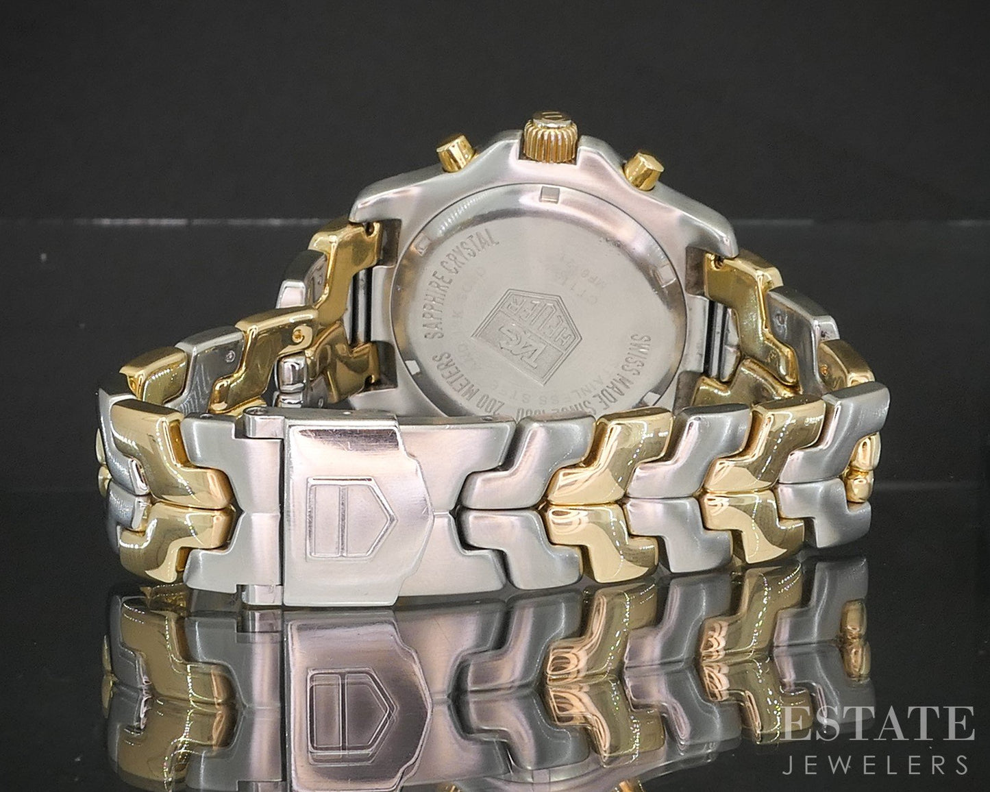 Vintage Tag Heuer Link Chronograph CT1150 18k & Stainless Mens Watch p15056