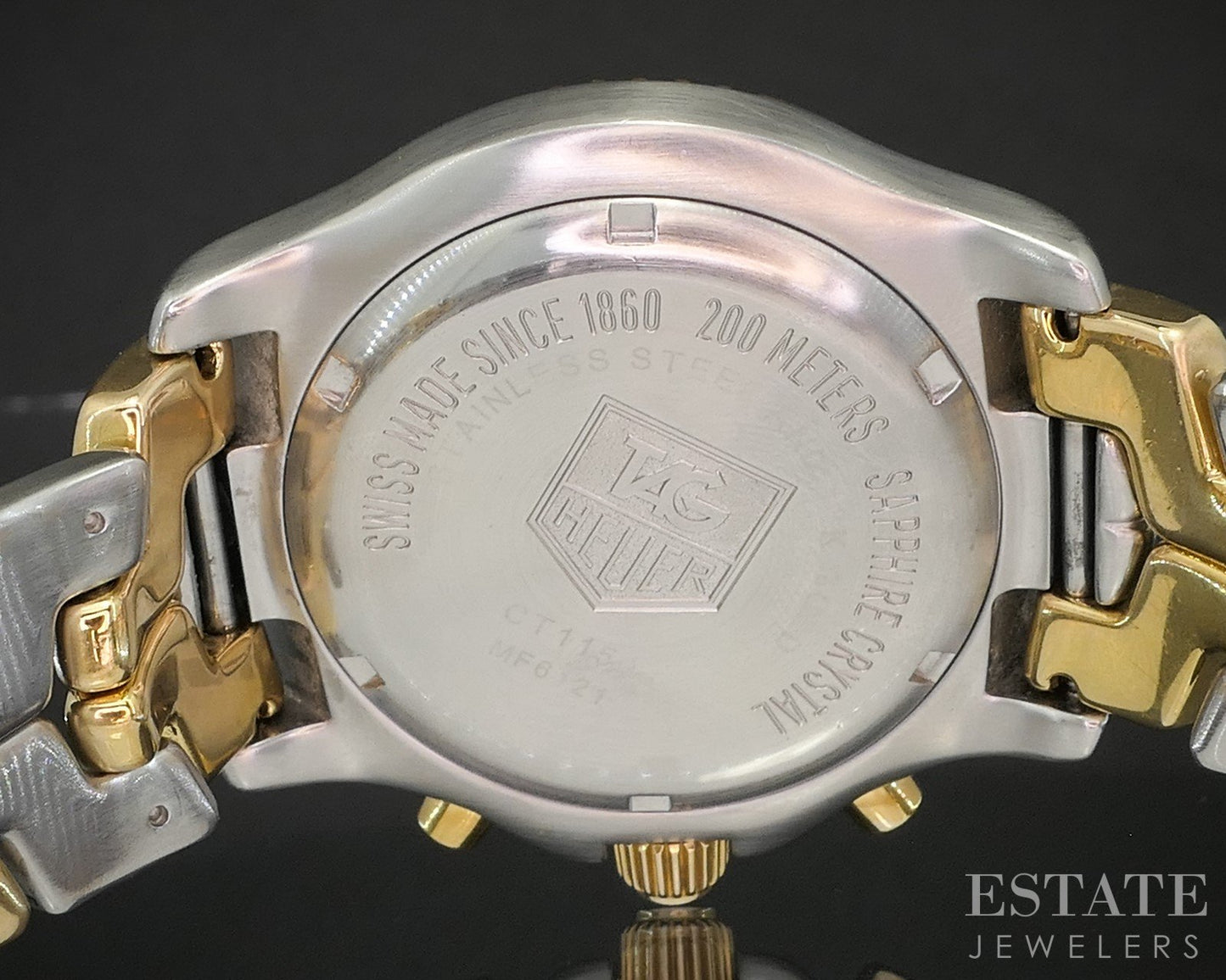 Vintage Tag Heuer Link Chronograph CT1150 18k & Stainless Mens Watch p15056