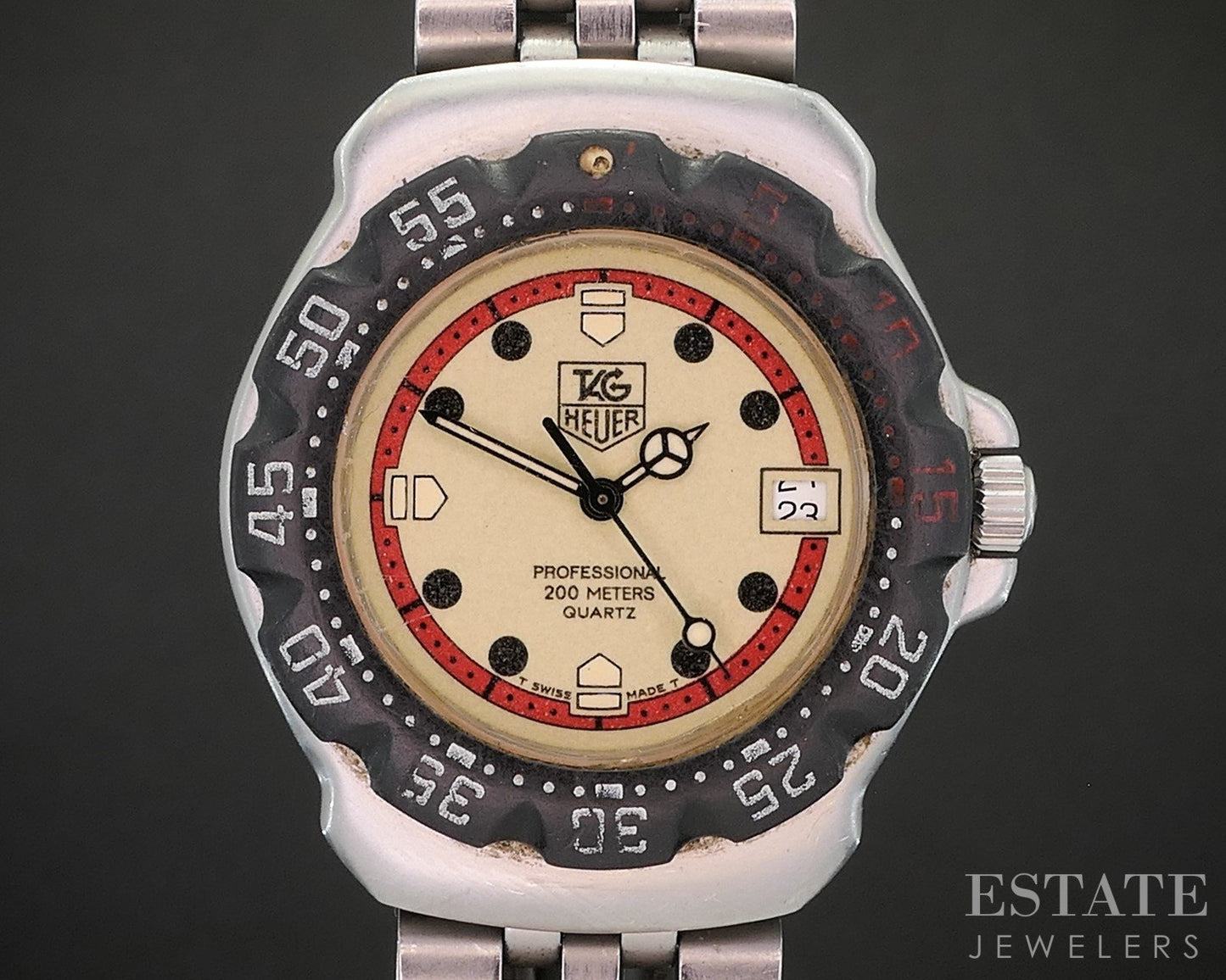 Vintage Tag Heuer Formula 1 WA1211 Stainless Cream Dial Mens Watch p15139