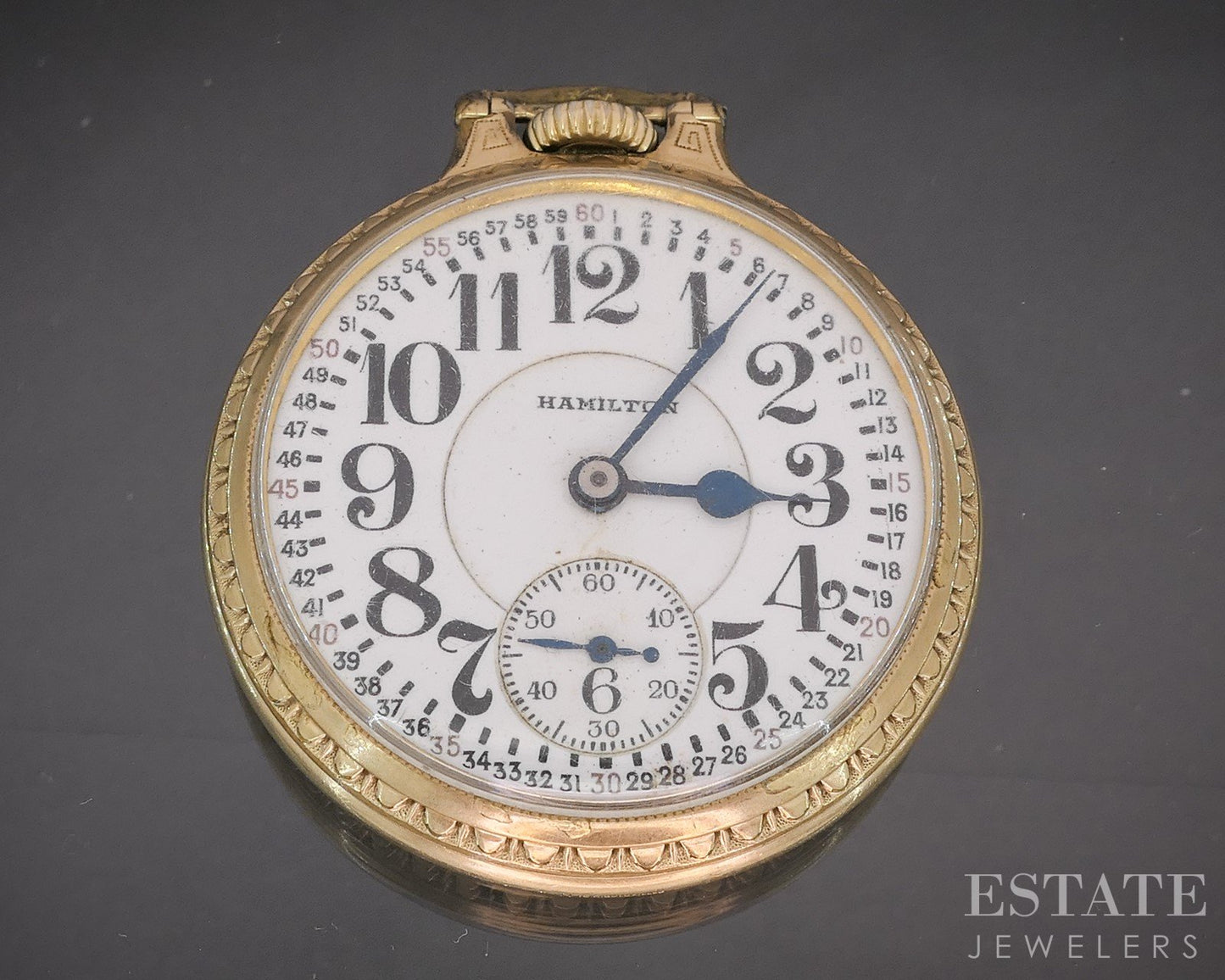 Antique Gold Filled Hamilton 992E RR 21j Montgomery Dial Pocket Watch p15128